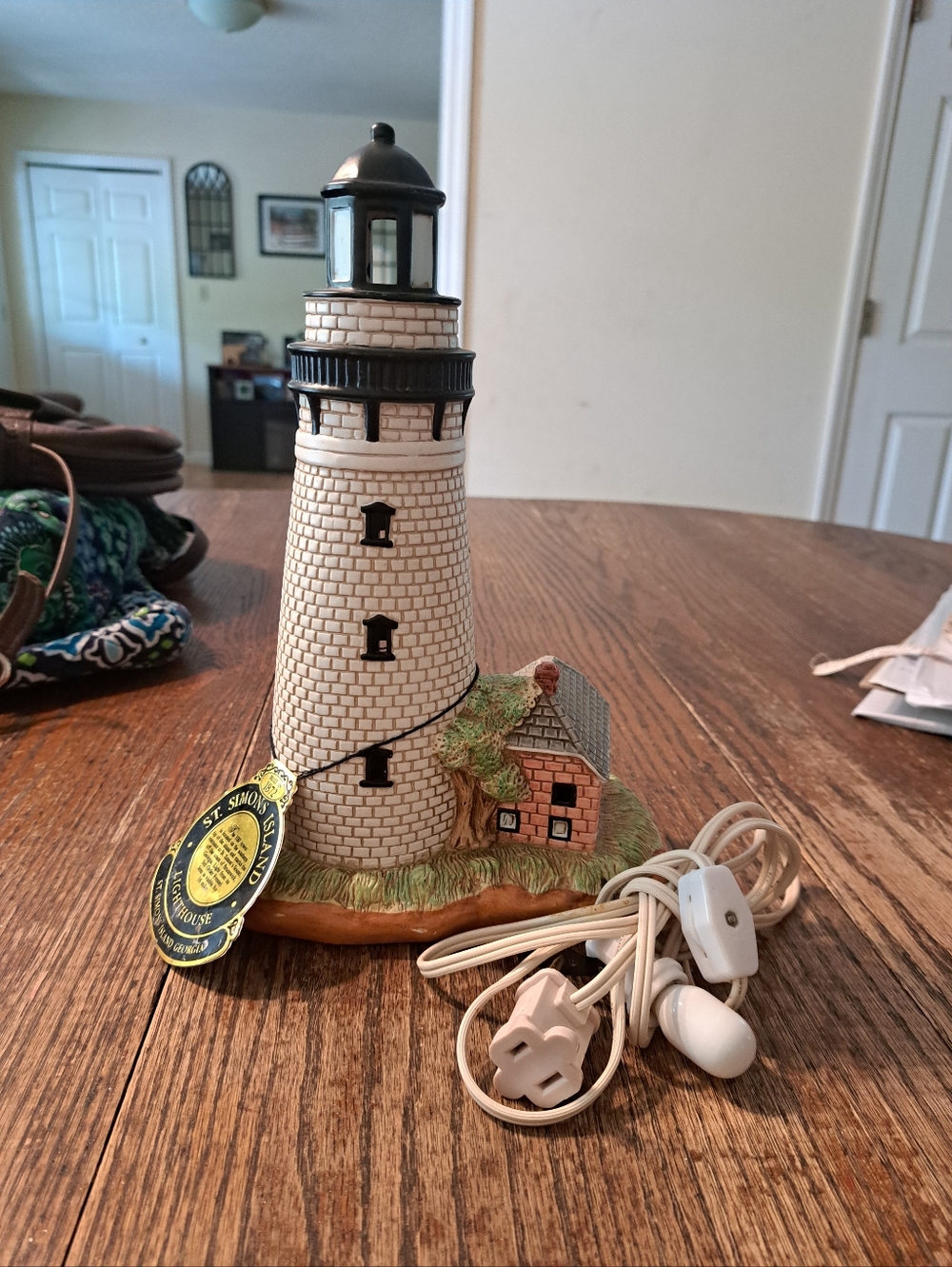 Vintage 1993 Lefton St Simons GA Ceramic Lighthouse Lamp Light Up Collectible